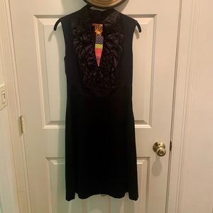NWT Tory Burch Black Silk Ruffle Dress Size 4